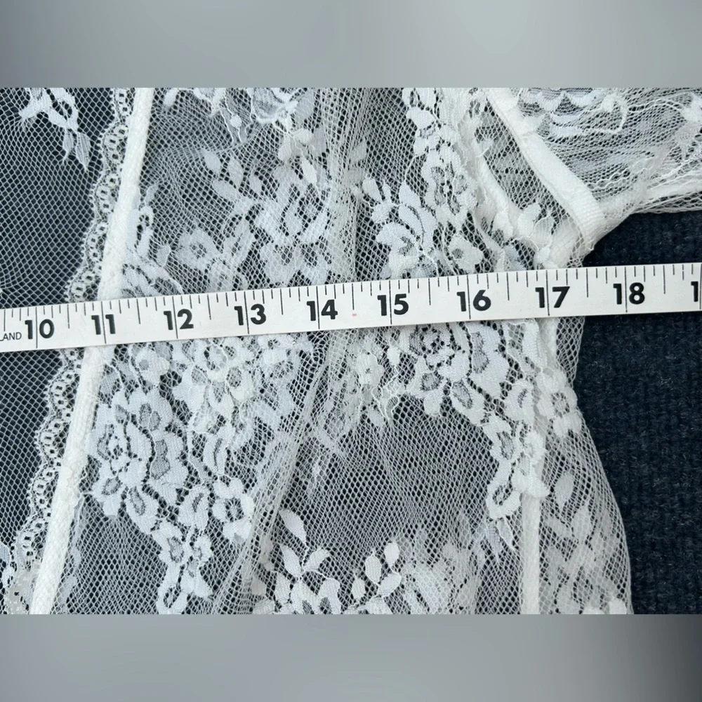By Anthropologie White Lace Long Robe S/M - Picture 7 of 12